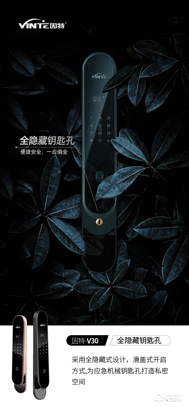 因特智能锁 V30家用防盗门锁全自动安防智能锁