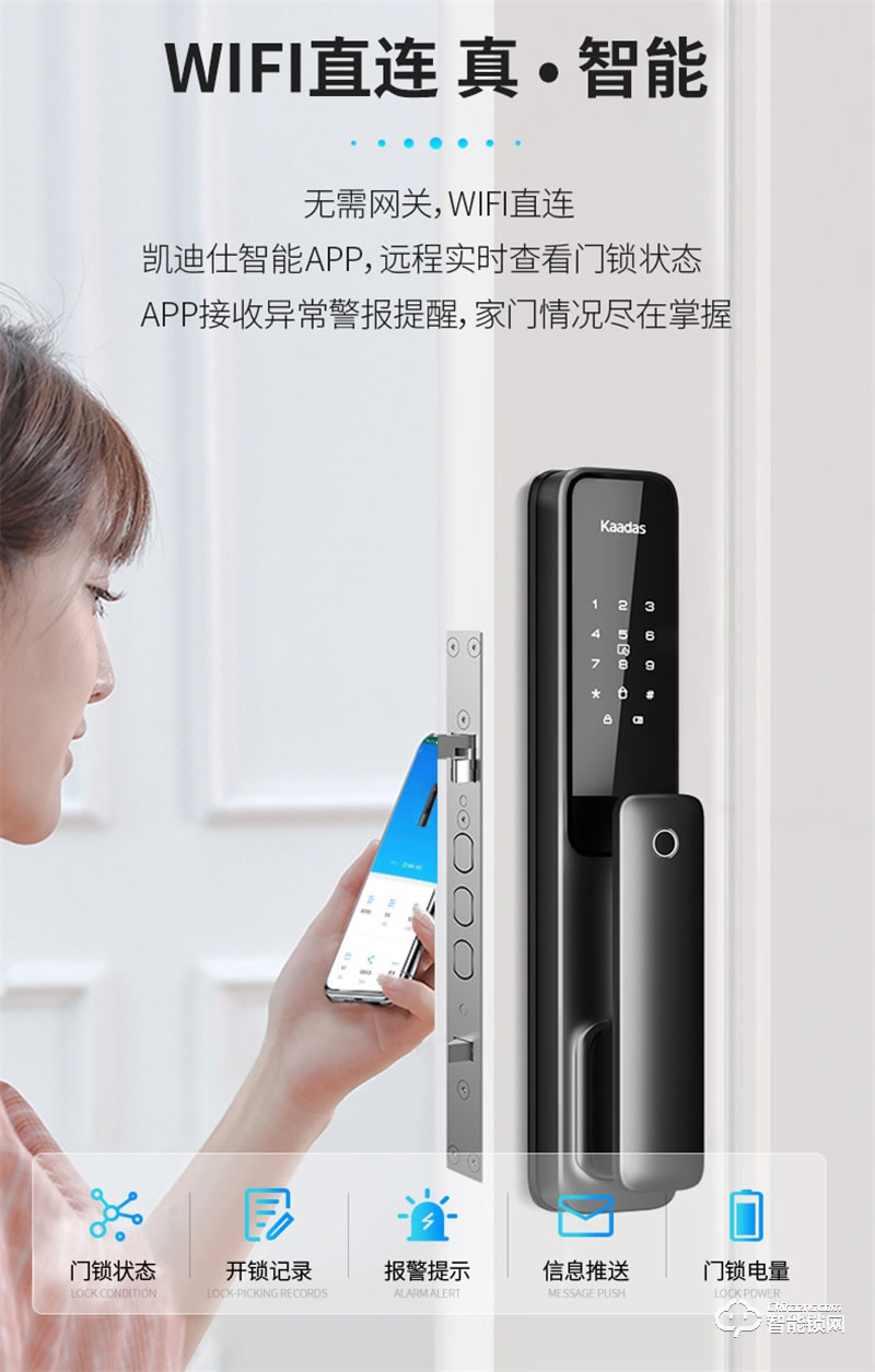 凯迪仕X200指纹锁家用防盗门密码锁门锁